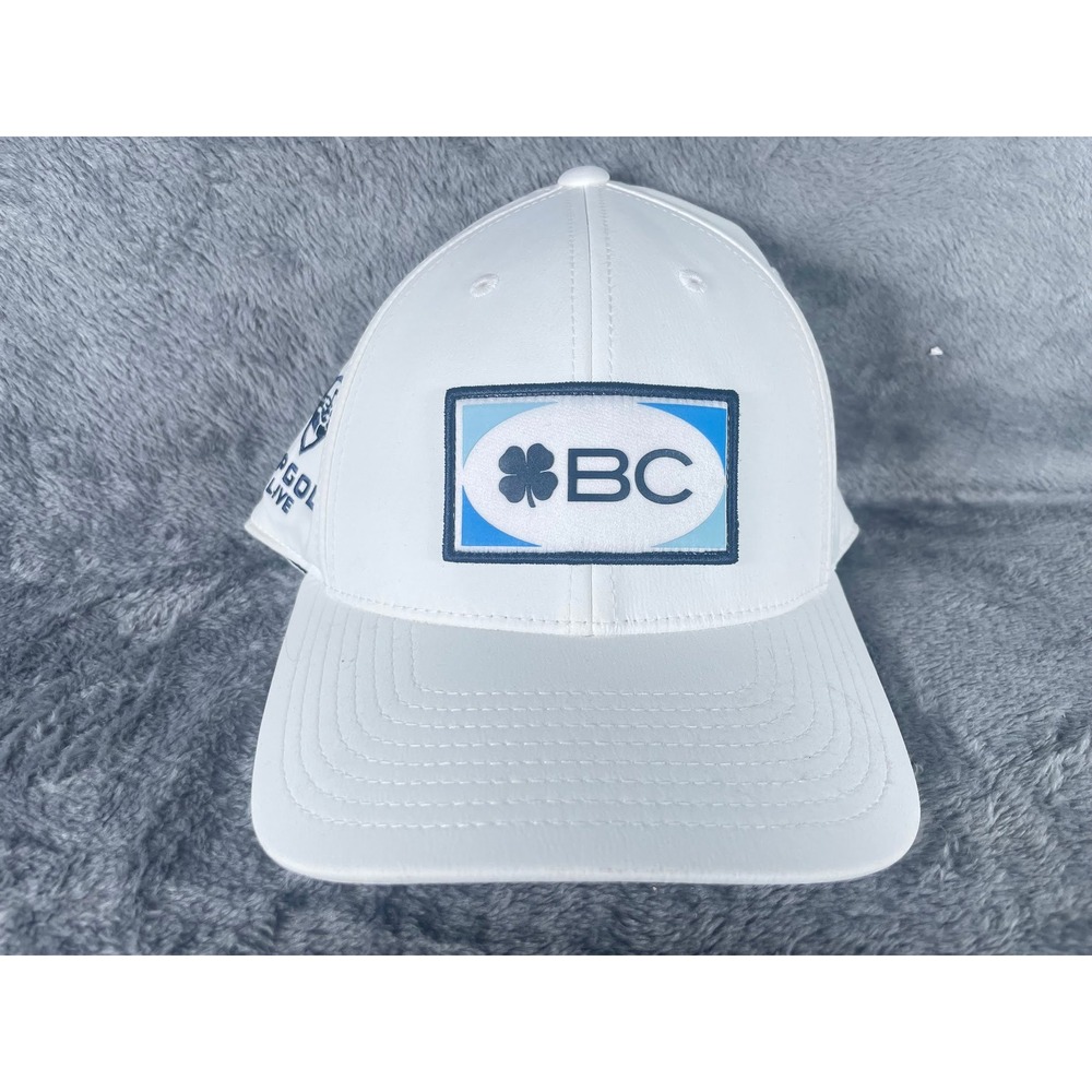 Black Clover Topgolf Live Hat Mens White Performance Snapback Baseball Cap Golf